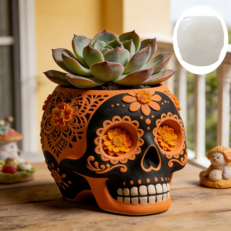 Flower relief skull succulent  – обзор и цена Potsticker Mold