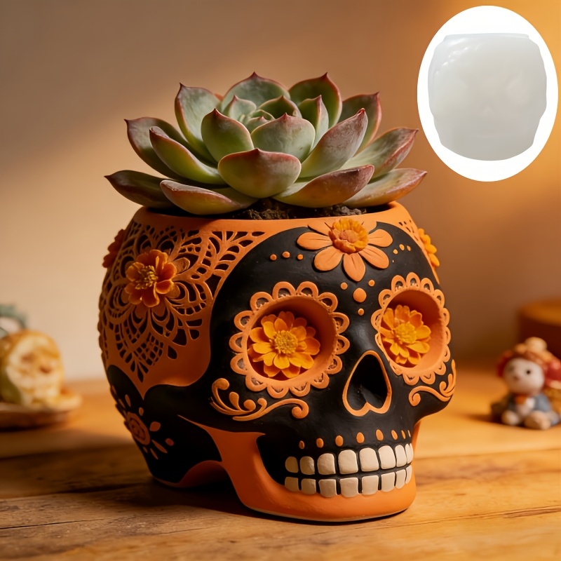 Flower relief skull succulent  – обзор и цена Potsticker Mold