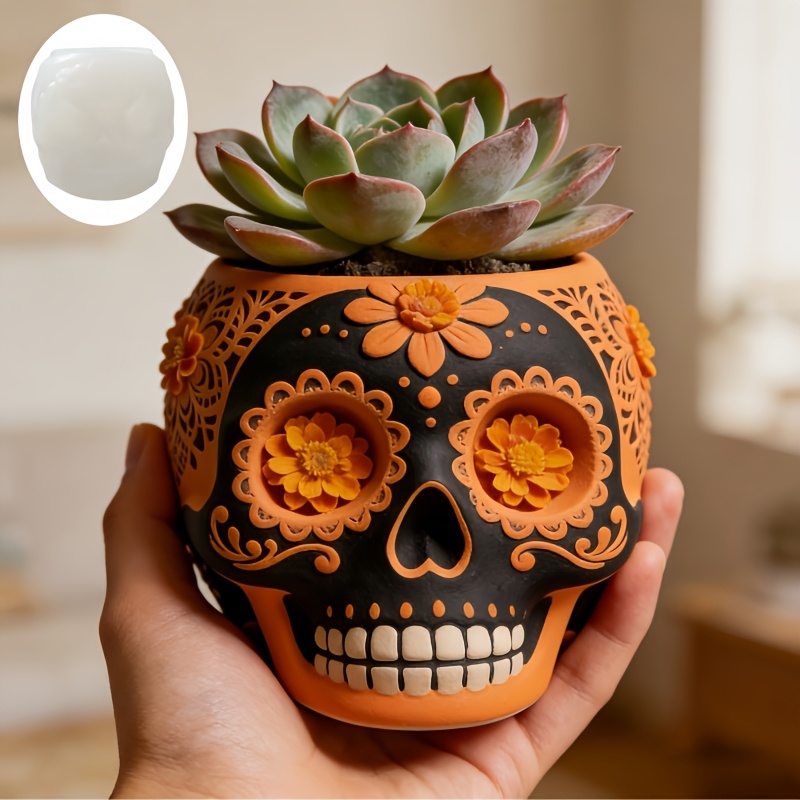 Flower relief skull succulent  – обзор и цена Potsticker Mold