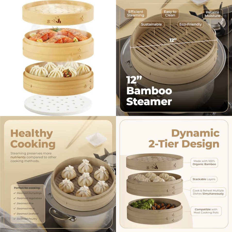 Bamboo Steamer Basket - 2-Tier – обзор и цена Bao Steamer Bamboo