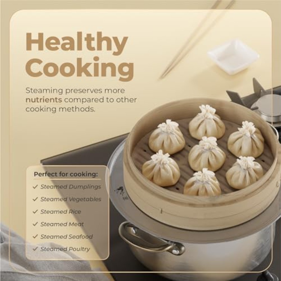 Bamboo Steamer Basket - 2-Tier – обзор и цена Bao Steamer Bamboo