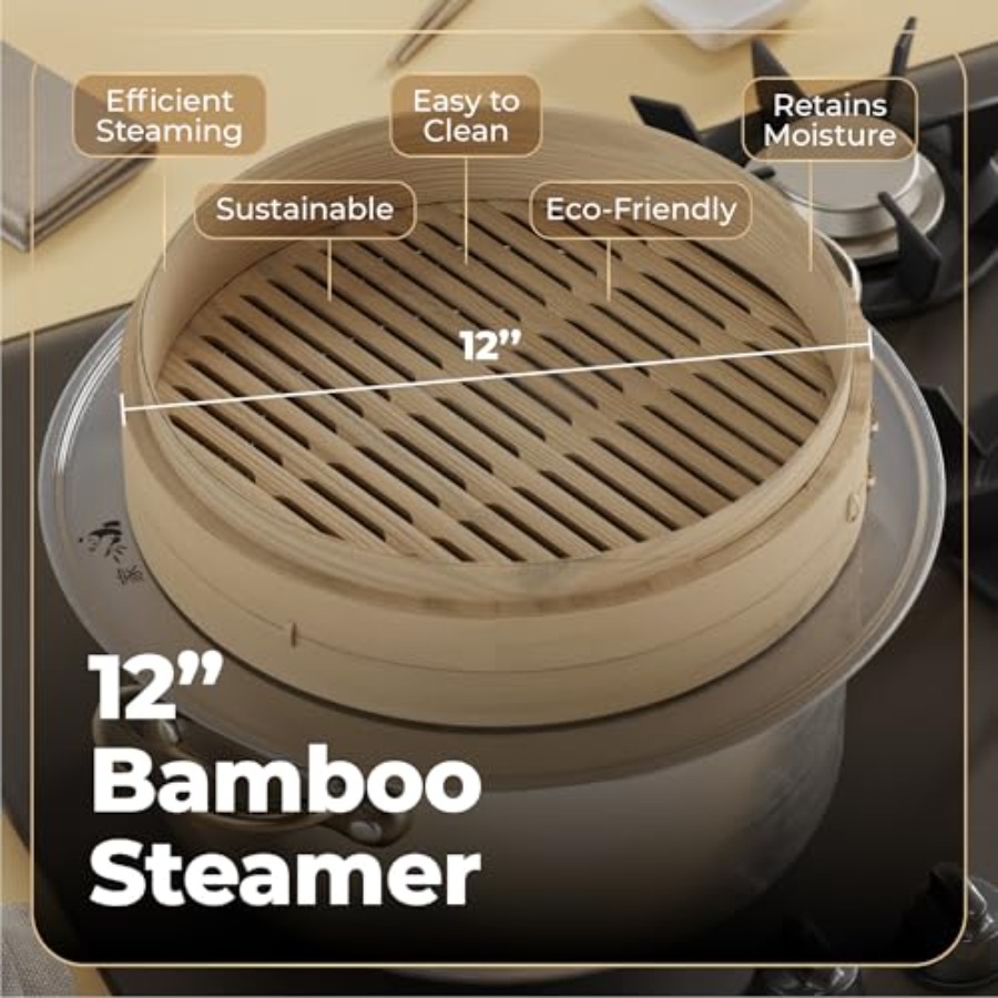 Bamboo Steamer Basket - 2-Tier – обзор и цена Bao Steamer Bamboo