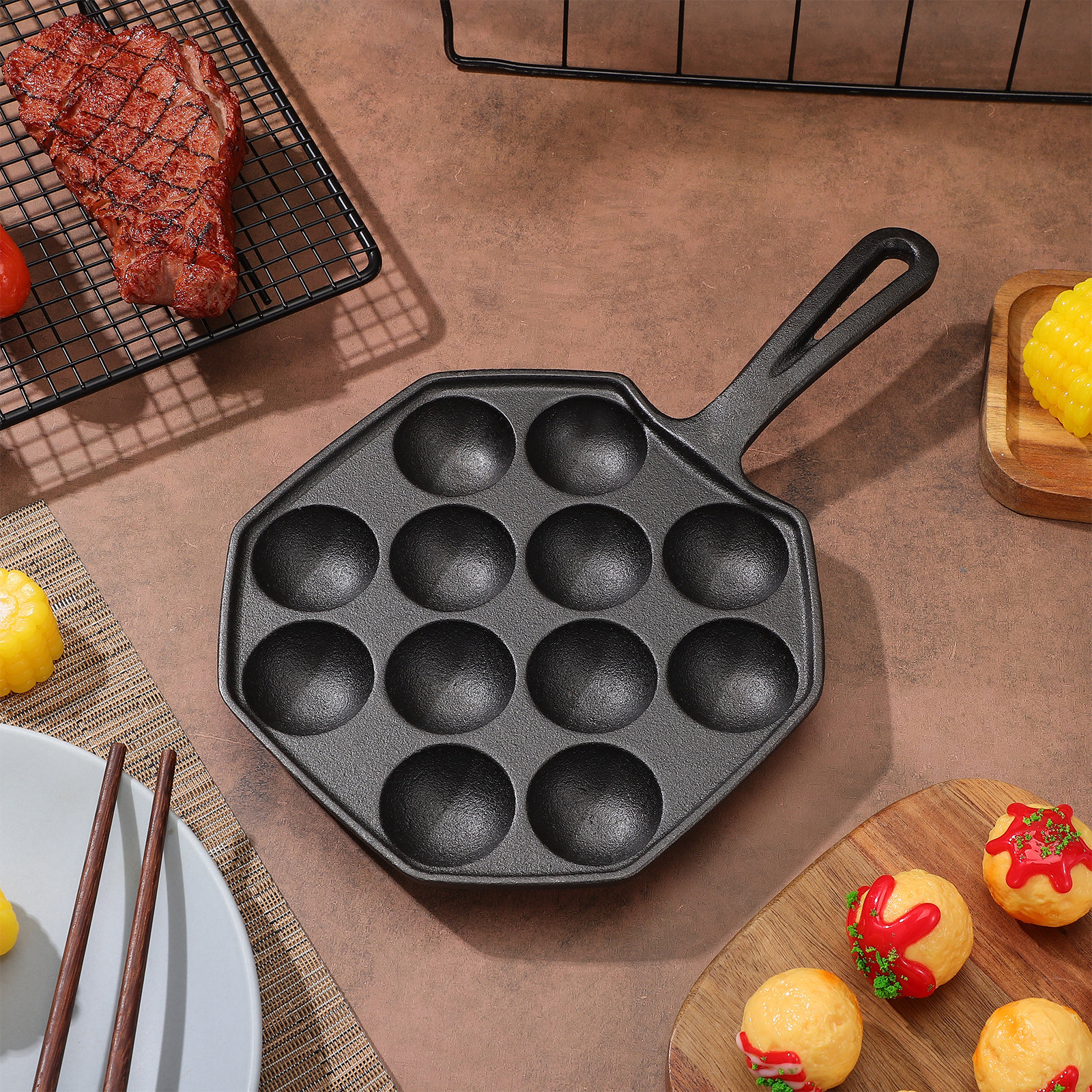 12 Molds Takoyaki Pan Cast Iro – обзор и цена Takoyaki Grill Plate