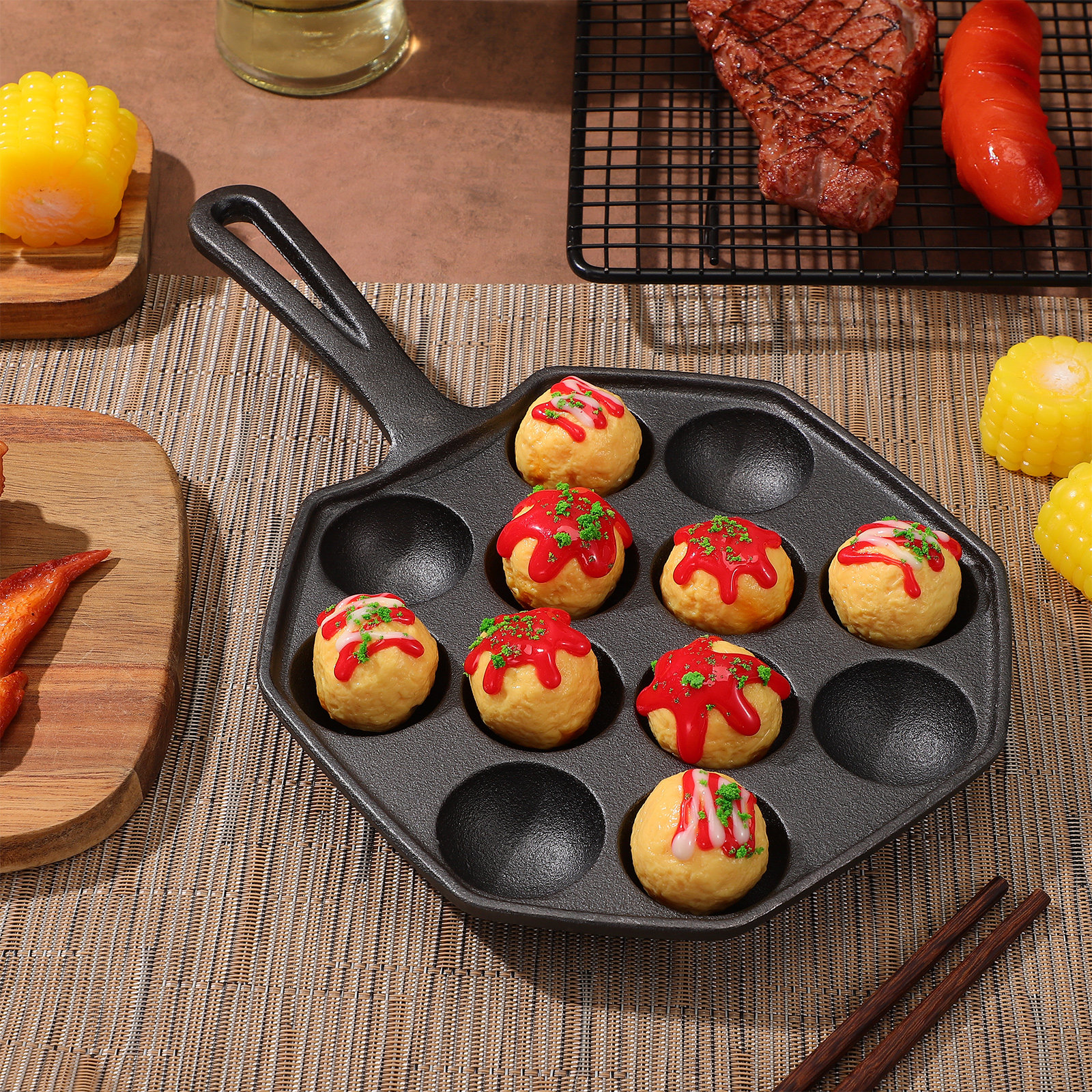 12 Molds Takoyaki Pan Cast Iro – обзор и цена Takoyaki Grill Plate