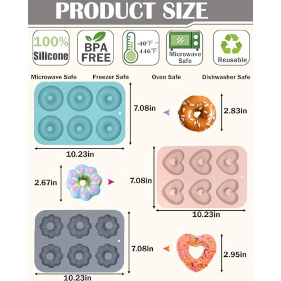 3 Pack Silicone Donut Pan for  – обзор и цена Donut Mold Silicone